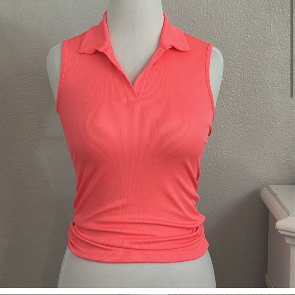 Lucky in Love tie back Sleeveless Polo Top. EUC